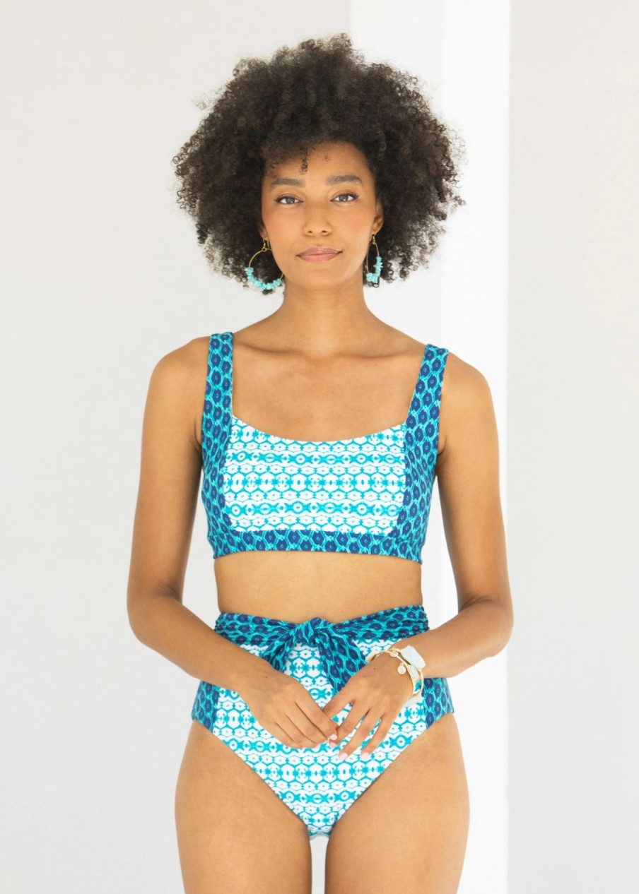 Swim * | Final Sale Aruba Blues High Waisted Tie Bikini Bottom