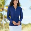 Swim * | Cabana Life Navy Sport Zip Polo