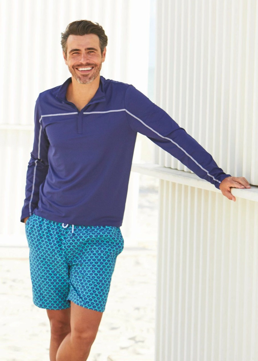 Family * | Cabana Life Men'S Navy Sport Zip Top