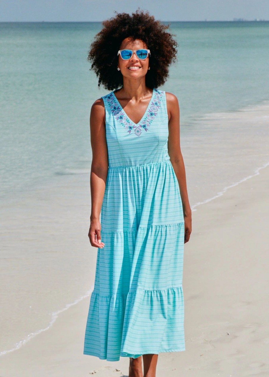 Dresses * | Cabana Life Naples Embroidered Tiered Maxi Dress