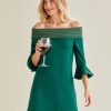 Dresses * | Cabana Life Emerald Metallic Embroidered Off The Shoulder Dress