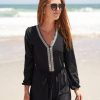 Dresses * | Cabana Life Sanibel Embroidered Tie Romper