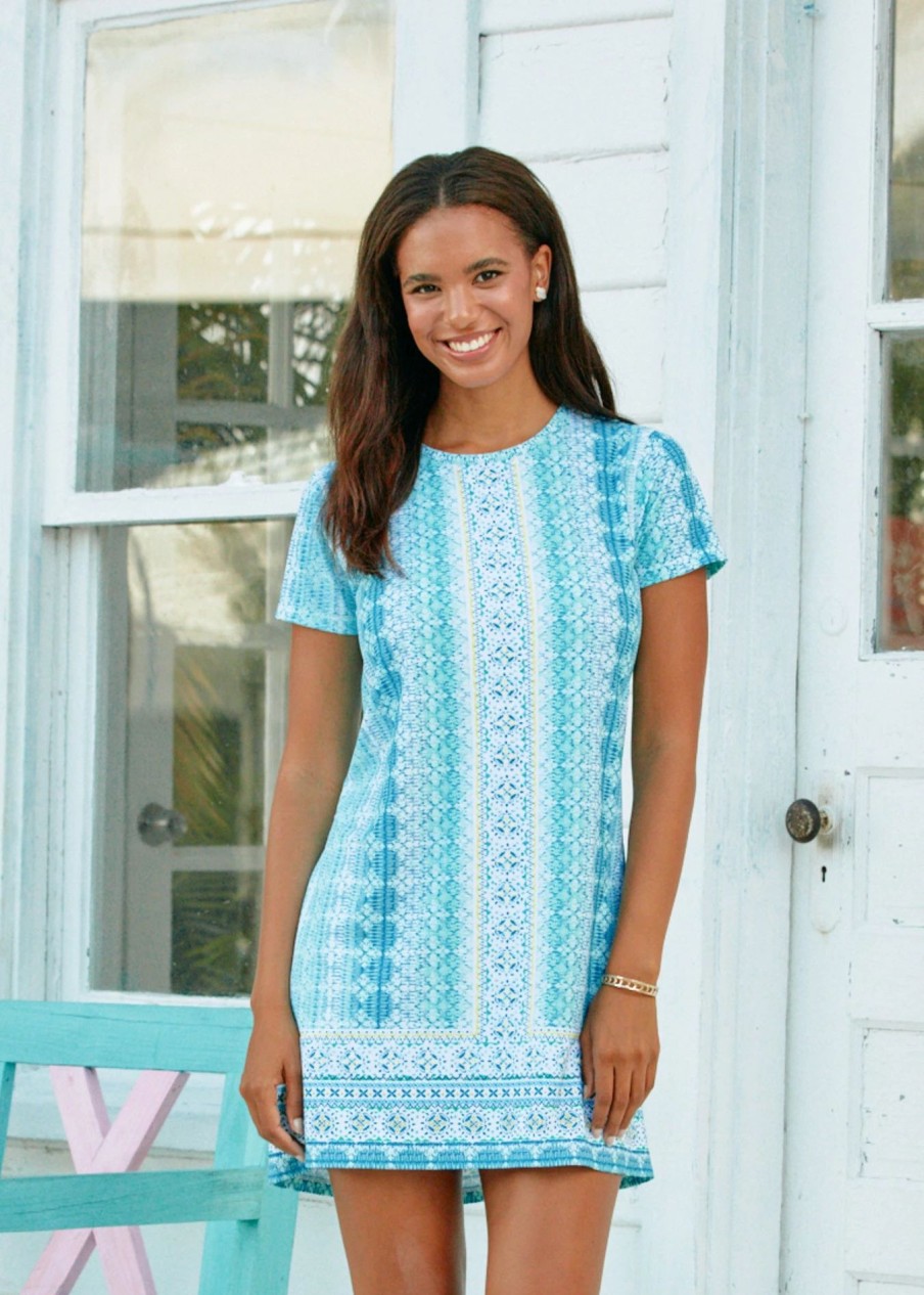 Dresses * | Cabana Life Coastal Cottage Short Sleeve Shift Dress