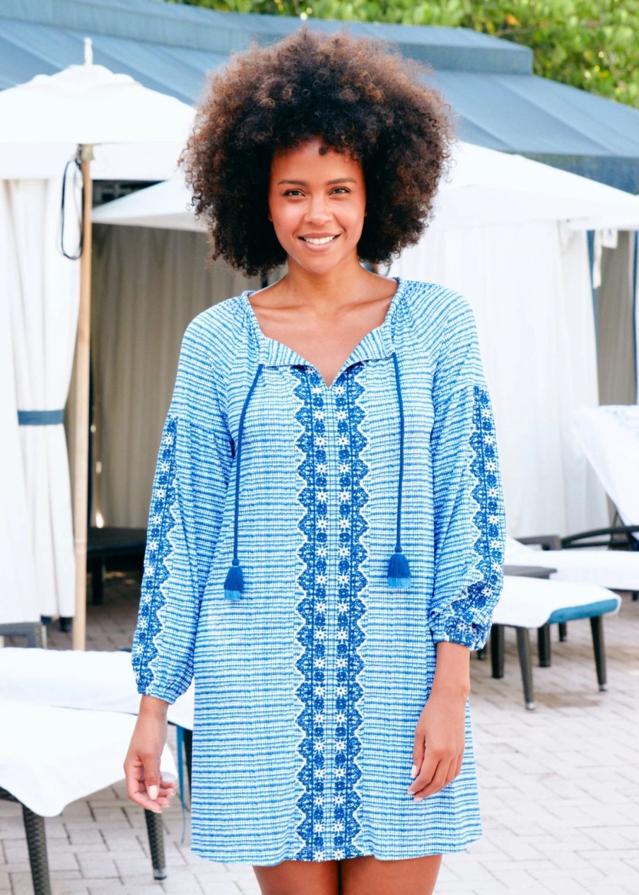 Dresses * | Cabana Life Charleston Embroidered Tassel Cover Up