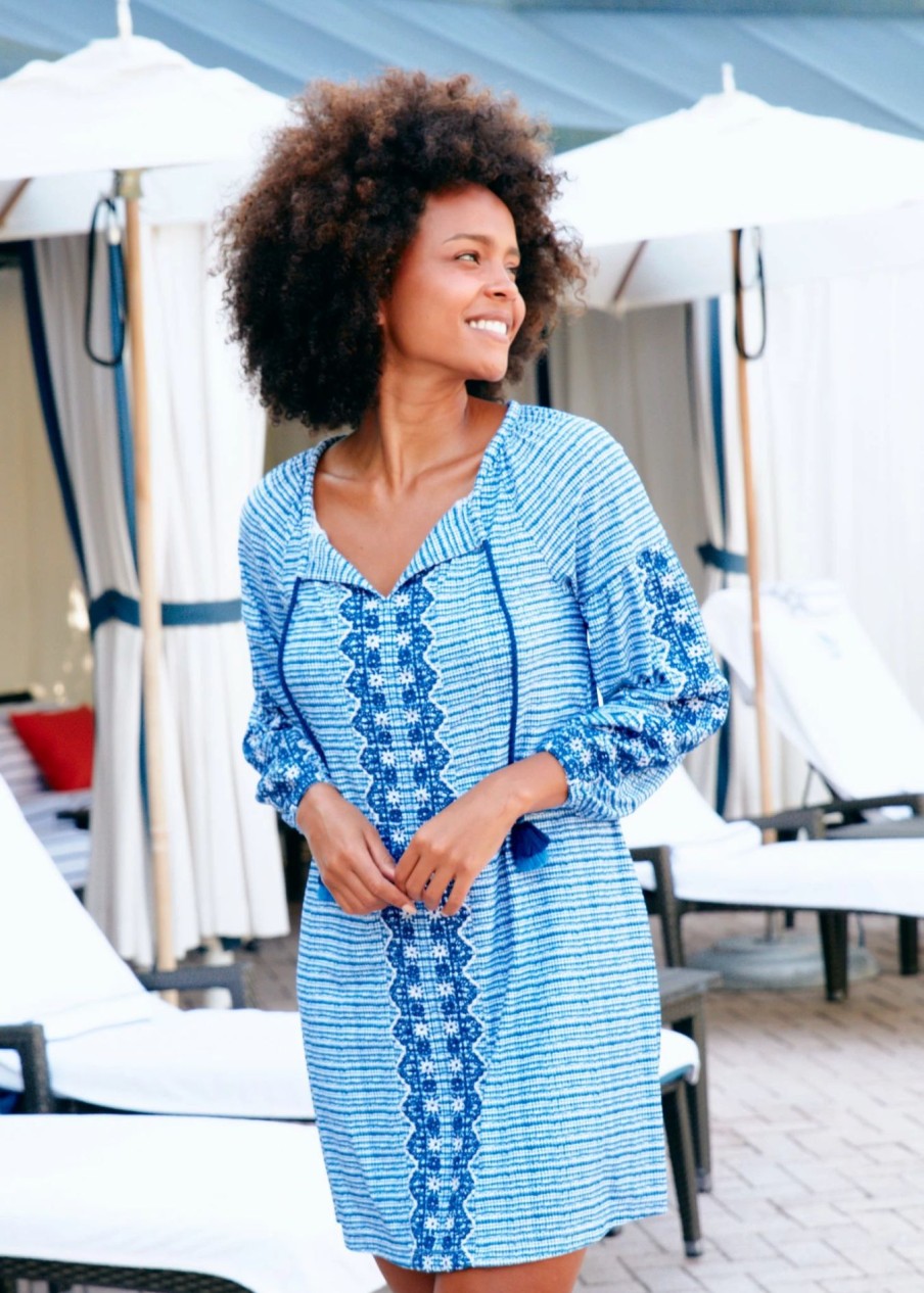 Dresses * | Cabana Life Charleston Embroidered Tassel Cover Up