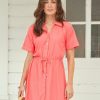 Dresses * | Cabana Life Coral Shirt Dress