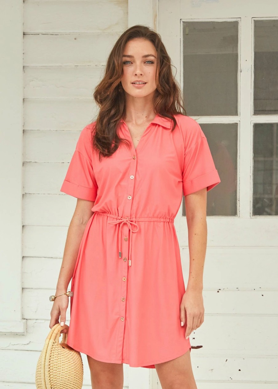 Dresses * | Cabana Life Coral Shirt Dress