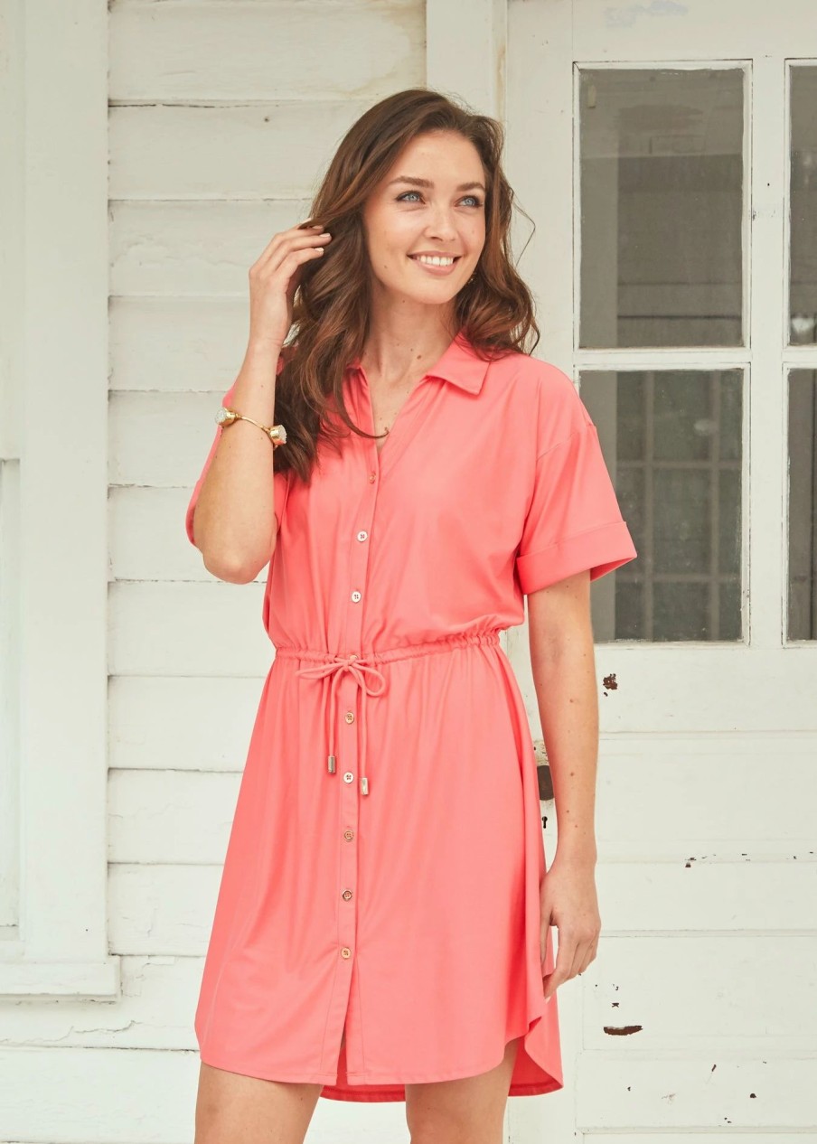 Dresses * | Cabana Life Coral Shirt Dress