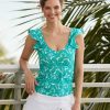 Swim * | Cabana Life St. Pete Ruffle Sleeve V-Neck Tankini Top