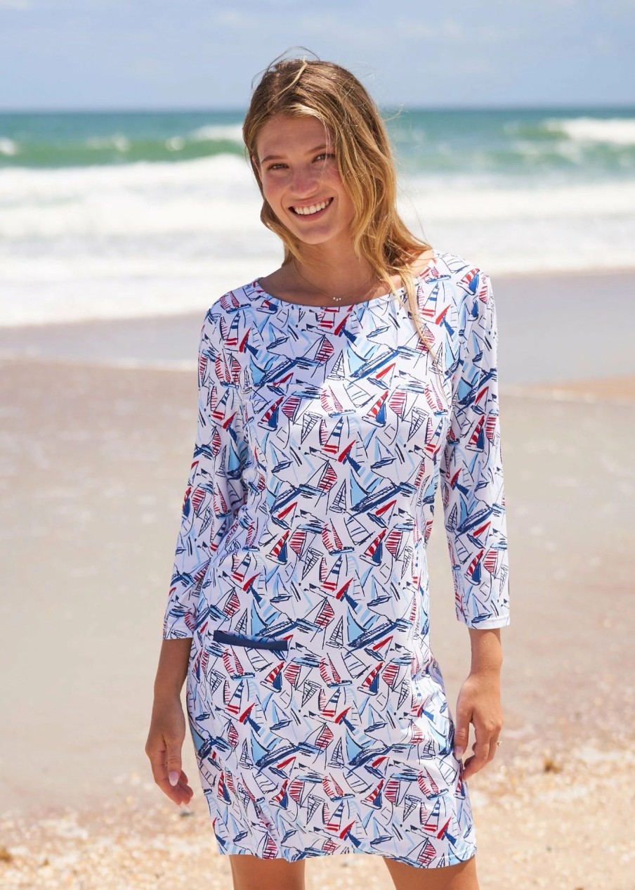 Dresses * | Cabana Life Sailboat Cabana Shift Dress