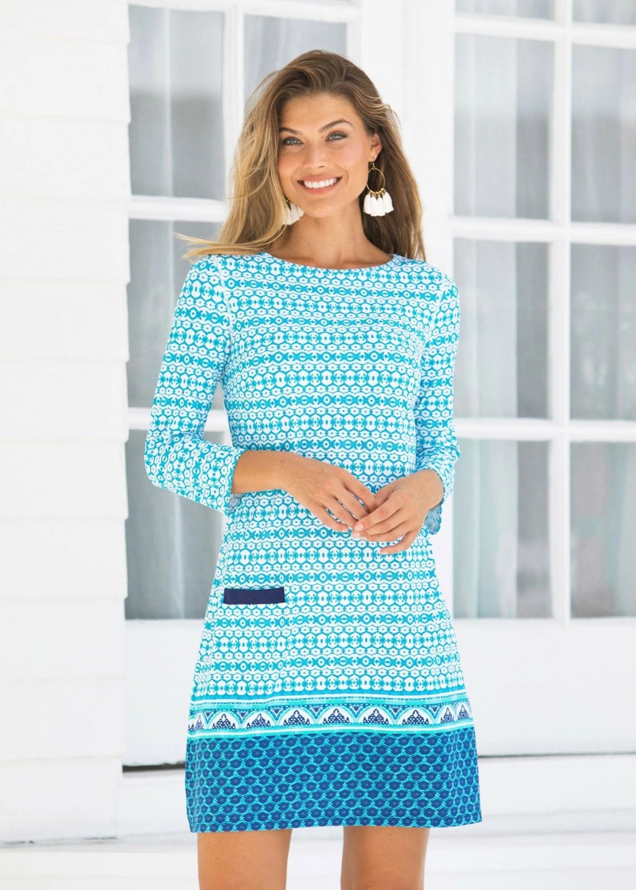 Dresses * | Cabana Life Aruba Blues Cabana Shift Dress