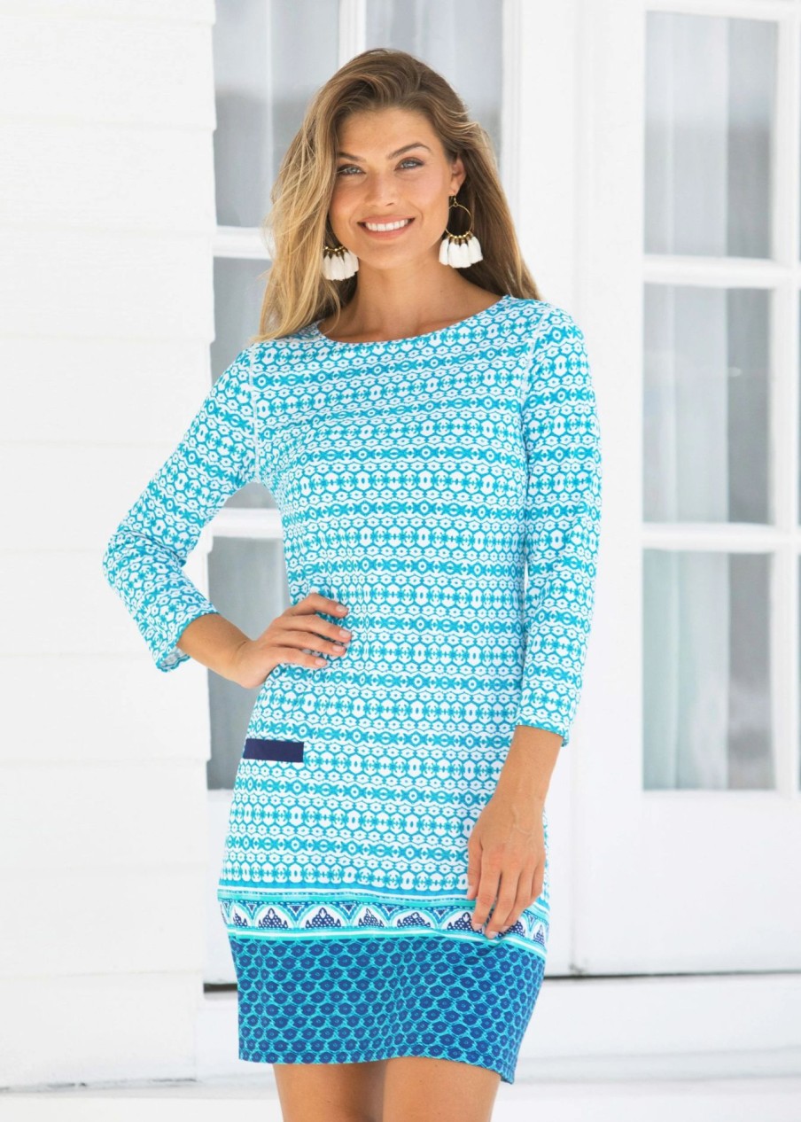 Dresses * | Cabana Life Aruba Blues Cabana Shift Dress