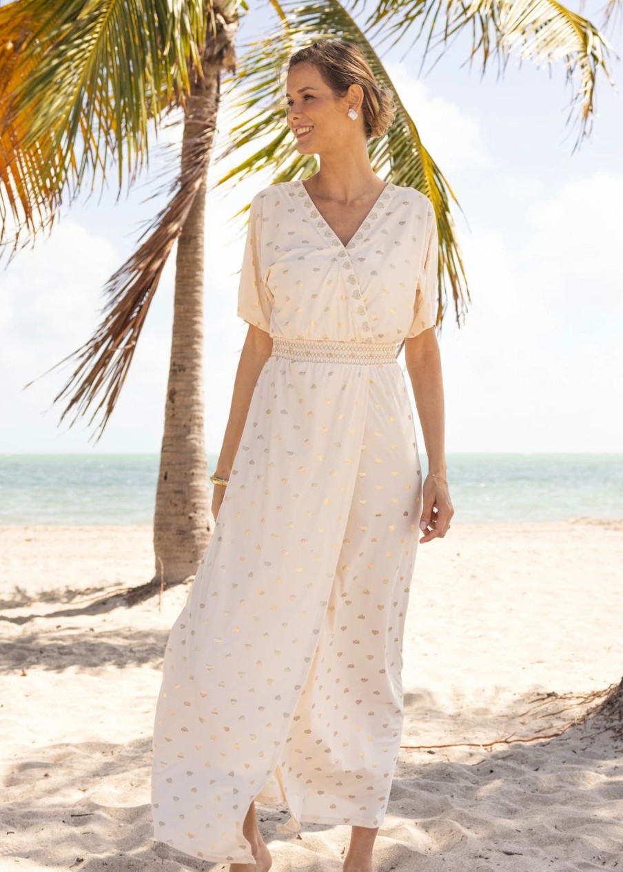 Dresses * | Final Sale Ivory Metallic Embroidered Maxi Dress