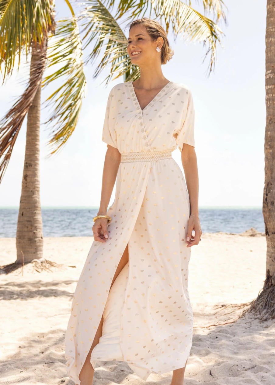 Dresses * | Final Sale Ivory Metallic Embroidered Maxi Dress