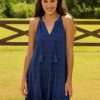 Dresses * | Cabana Life Navy Eyelet Halter Dress