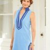 Dresses * | Cabana Life Blue/Navy Trim Sleeveless Terry Tunic