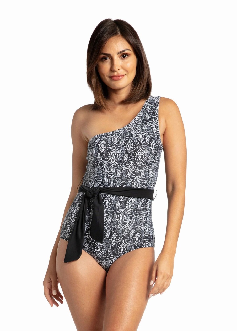 Swim * | Cabana Life Sanibel Embroidered One Shoulder One Piece