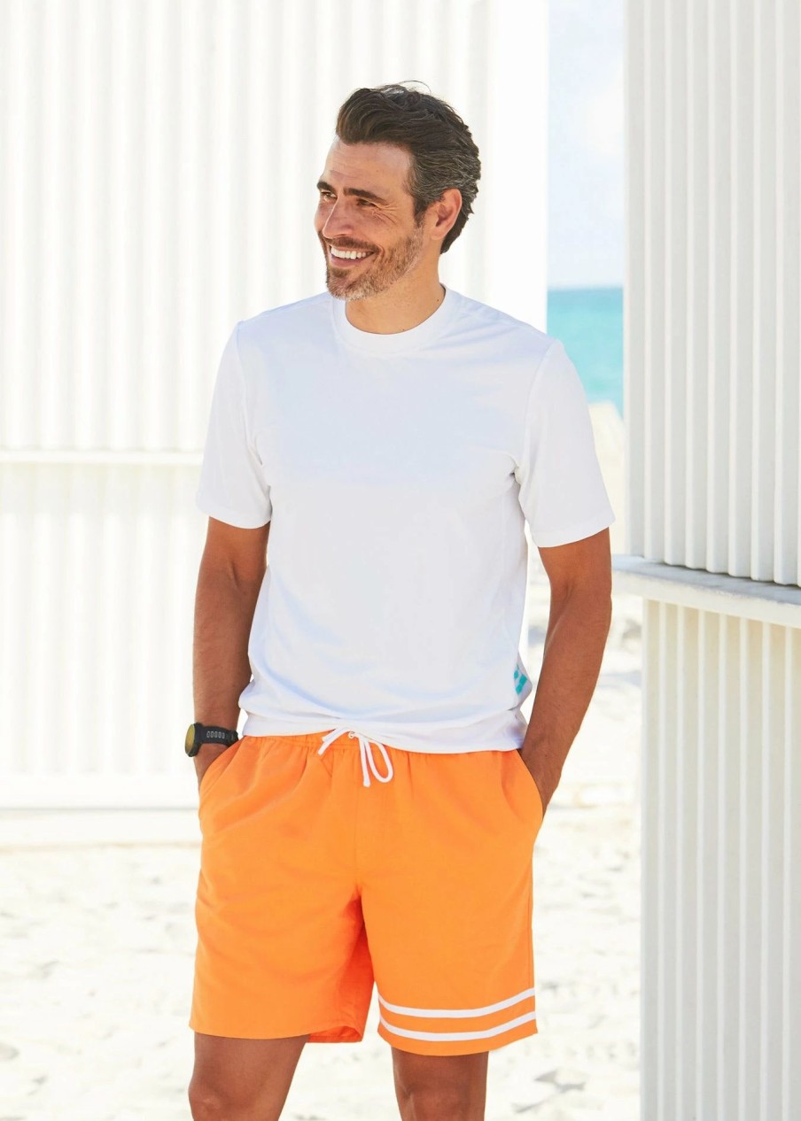 Family * | Cabana Life Men'S White Short Sleeve Rashguard