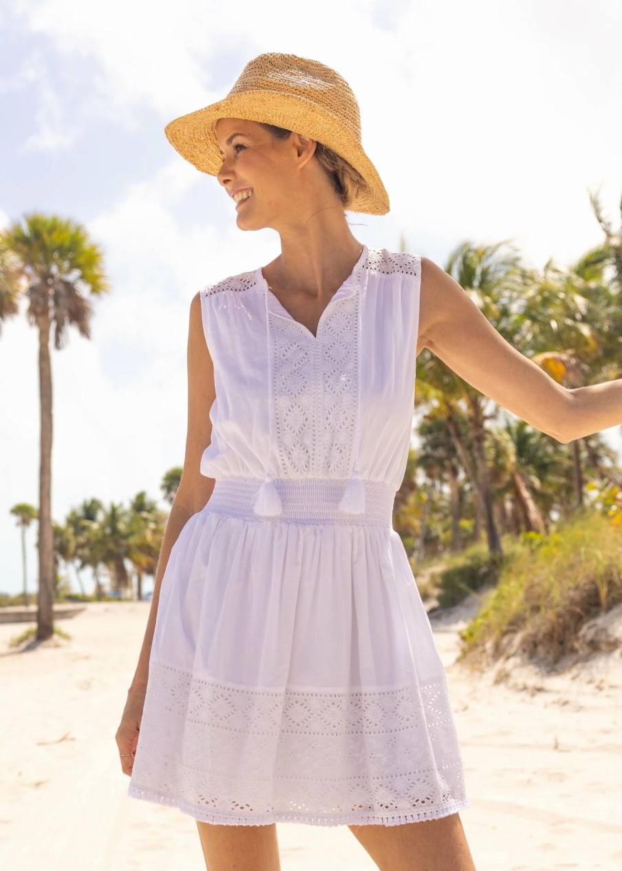 Dresses * | Cabana Life White Eyelet Sleeveless Dress