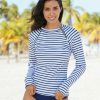 Swim * | Cabana Life Navy Stripe Zipper Rashguard