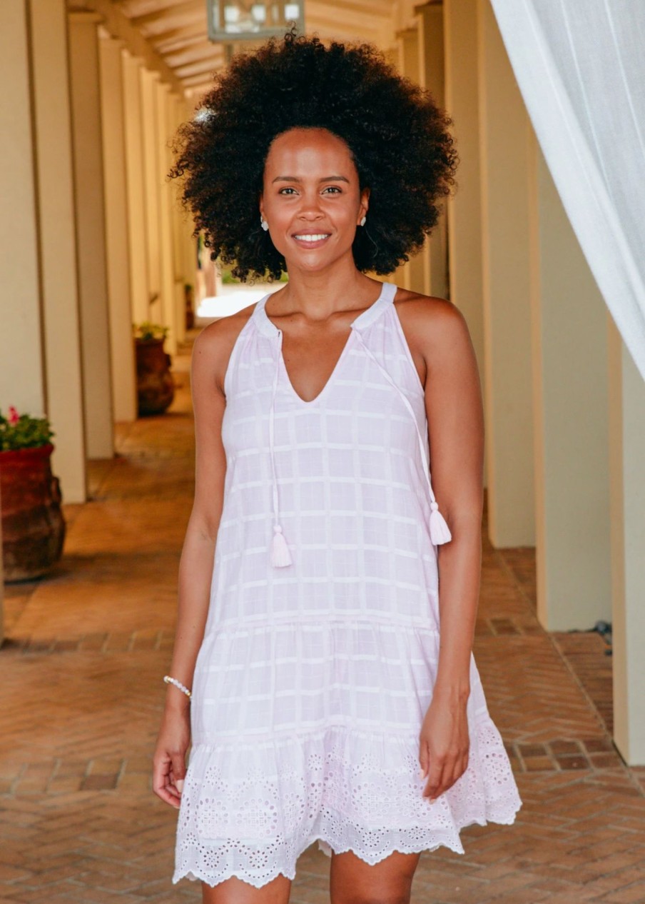 Dresses * | Cabana Life Pink Eyelet Halter Dress