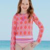 Family * | Final Sale 3-Piece Coral Geo Rashguard Set