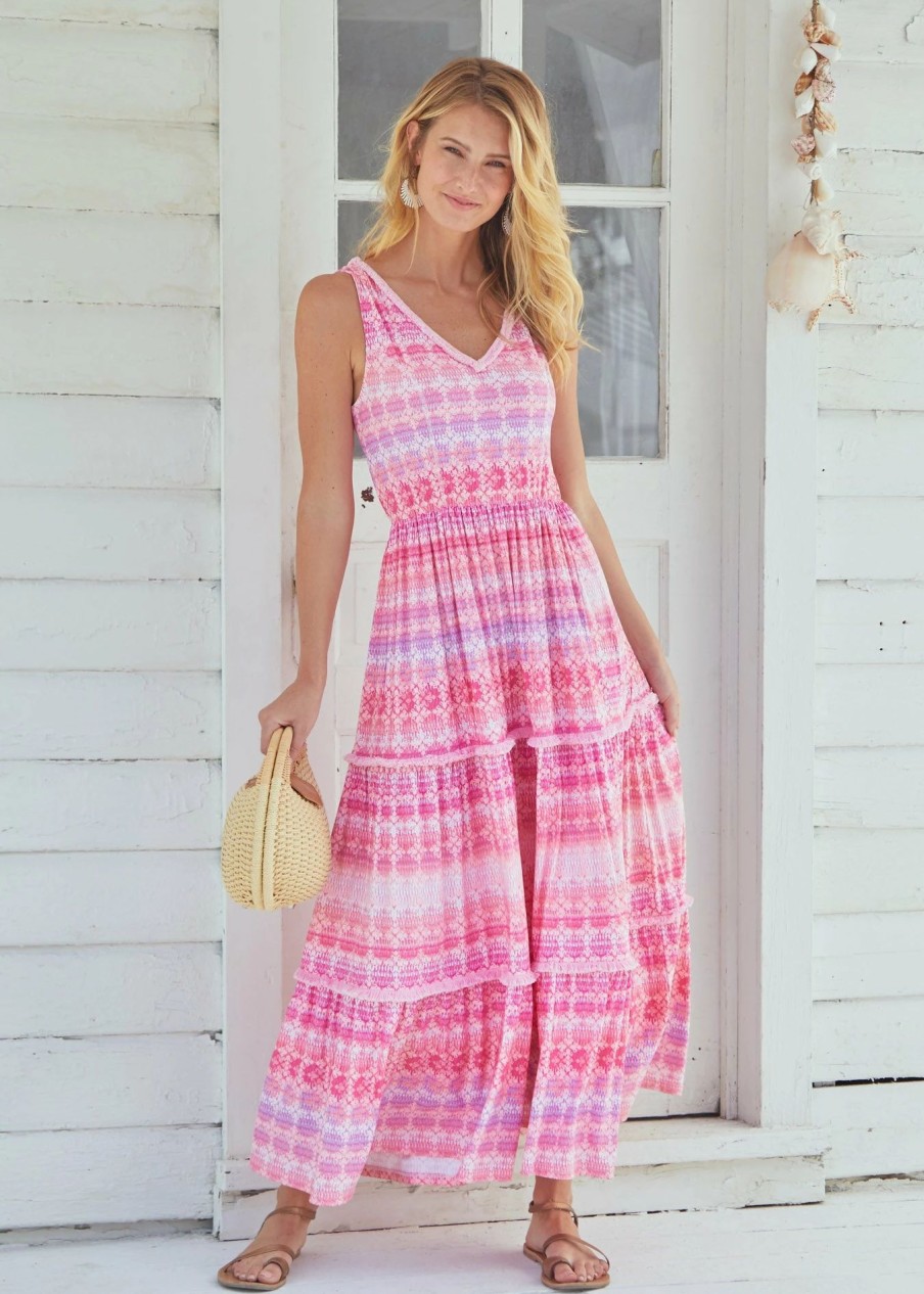 Dresses * | Cabana Life Napa Sleeveless Tiered Maxi Dress