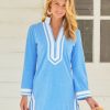 Dresses * | Cabana Life Blue/White Trim Terry Tunic